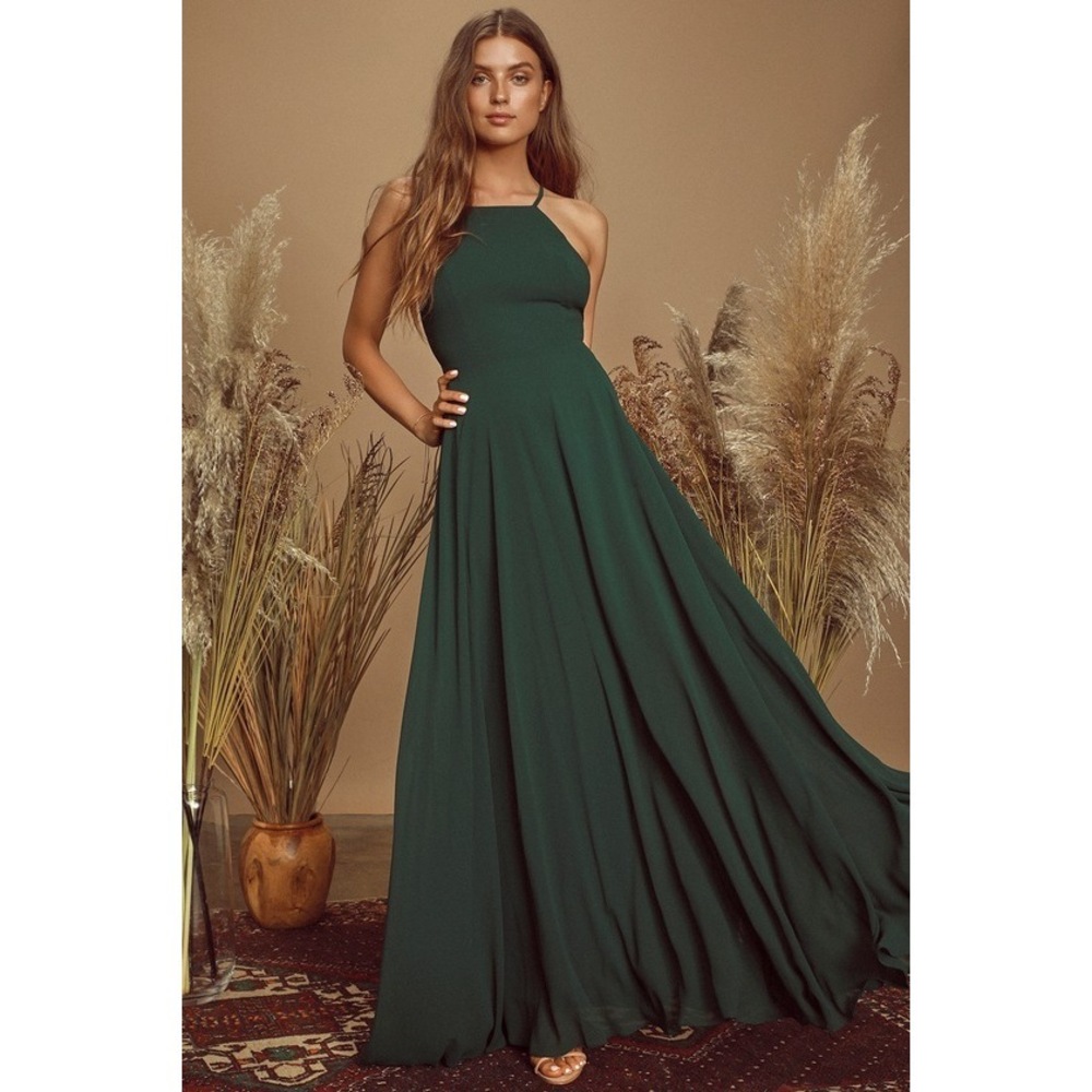 Lulus Mythical Kind Of Love Dark Green Maxi Dress - Size S